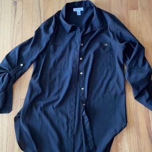 Calvin Klein Black Silky Button Down